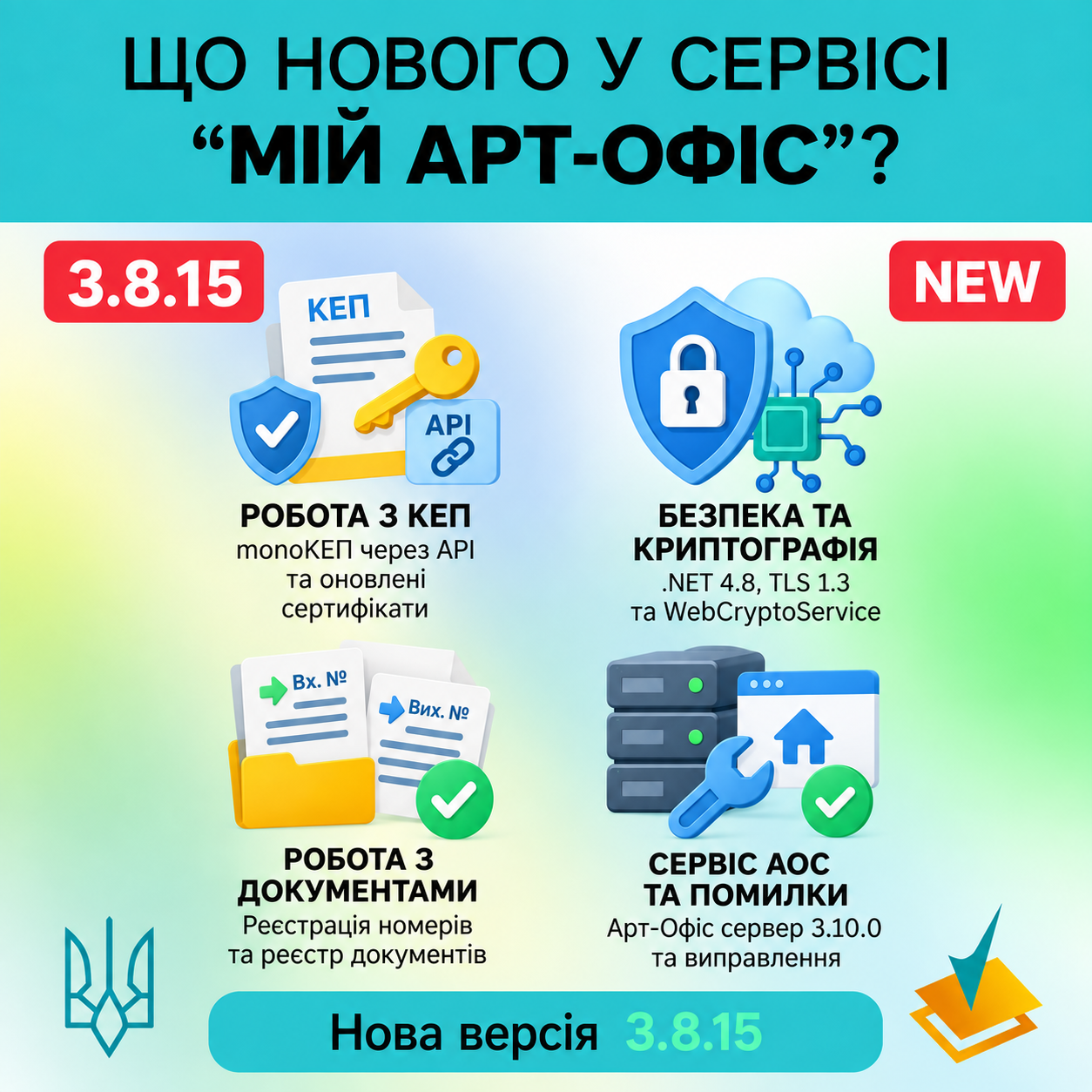 Оновлення сервісу «Мій Арт-Офіс» до версії 3.8.15